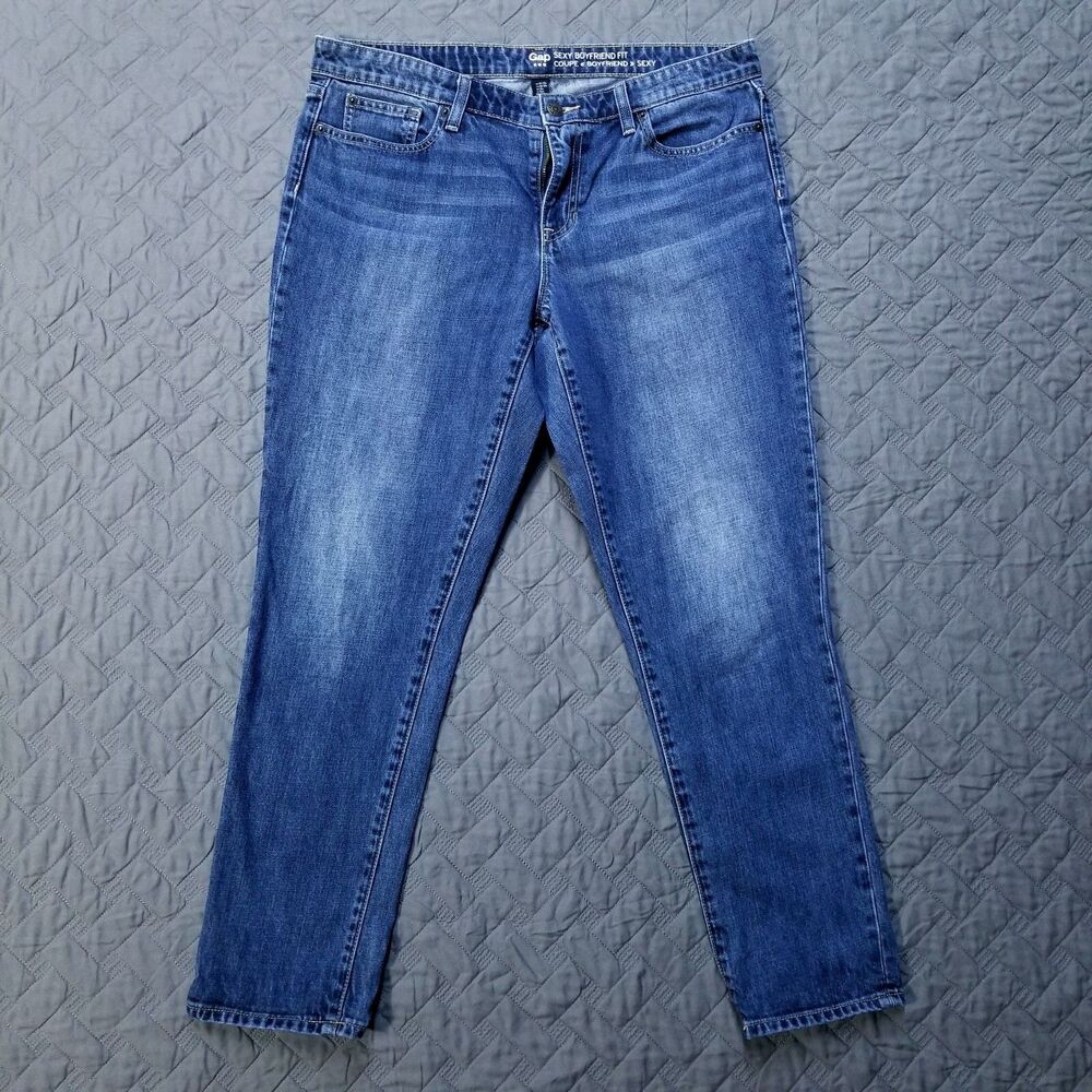 Gap Jeans Women's 10/30R Blue Sexy BoyFriend Fit Straight Leg Dark Wash Denim
